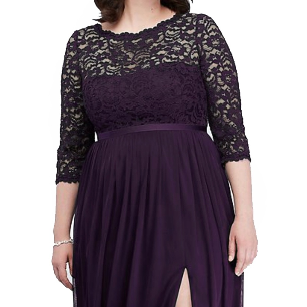 David's Bridal 3/4-Sleeve Lace Bridesmaid Dress